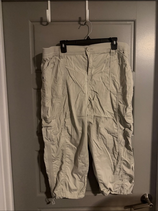Style & Co. Pants - Women's Cargo Capris - Light Beige Utility Style